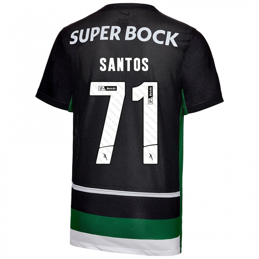 Niño Camiseta Denilson Santos #71 Negro Blanco Verde 1ª Equipación 2024/25 La Camisa Chile