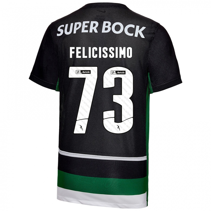 Niño Camiseta Eduardo Felicíssimo #73 Negro Blanco Verde 1ª Equipación 2024/25 La Camisa Chile