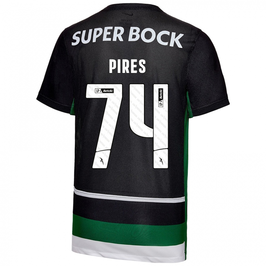 Niño Camiseta Guilherme Pires #74 Negro Blanco Verde 1ª Equipación 2024/25 La Camisa Chile