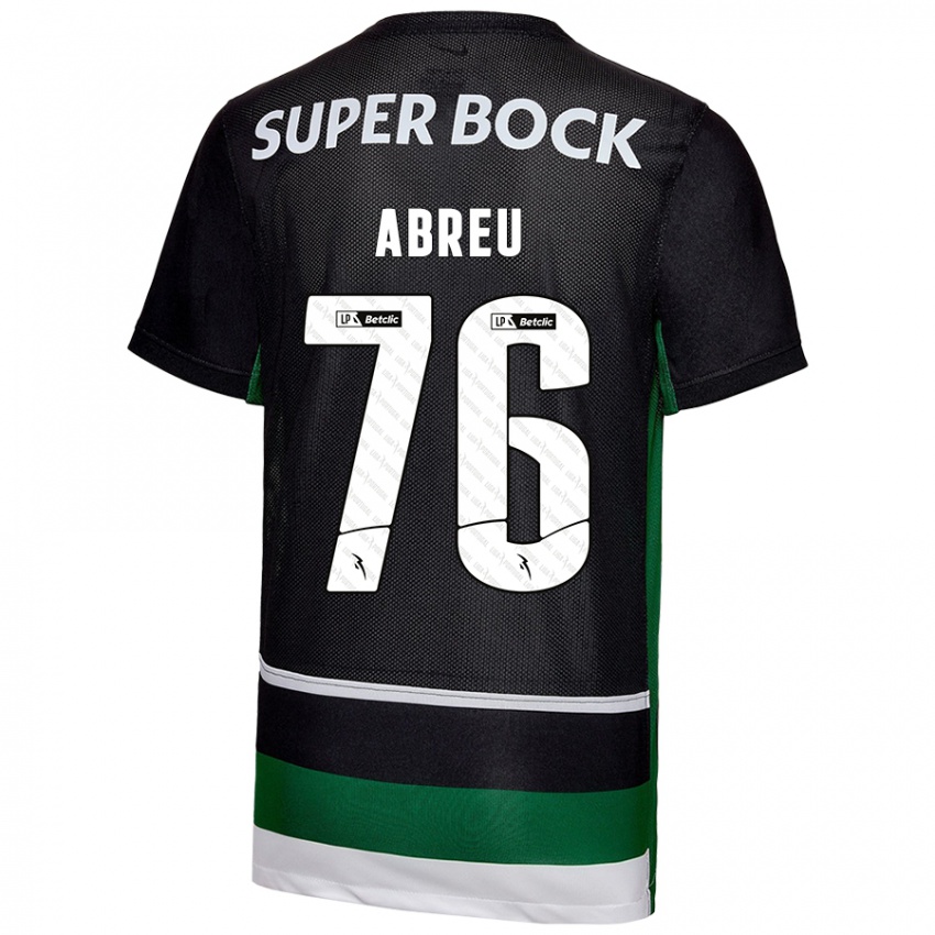 Niño Camiseta Diogo Abreu #76 Negro Blanco Verde 1ª Equipación 2024/25 La Camisa Chile