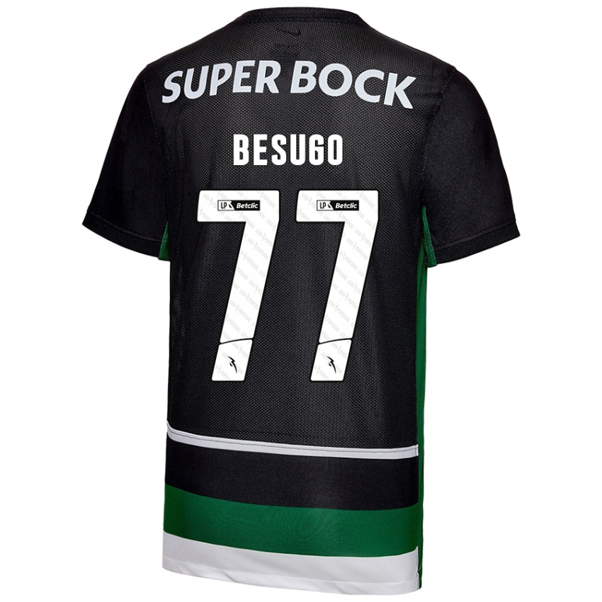 Niño Camiseta Rafael Besugo #77 Negro Blanco Verde 1ª Equipación 2024/25 La Camisa Chile