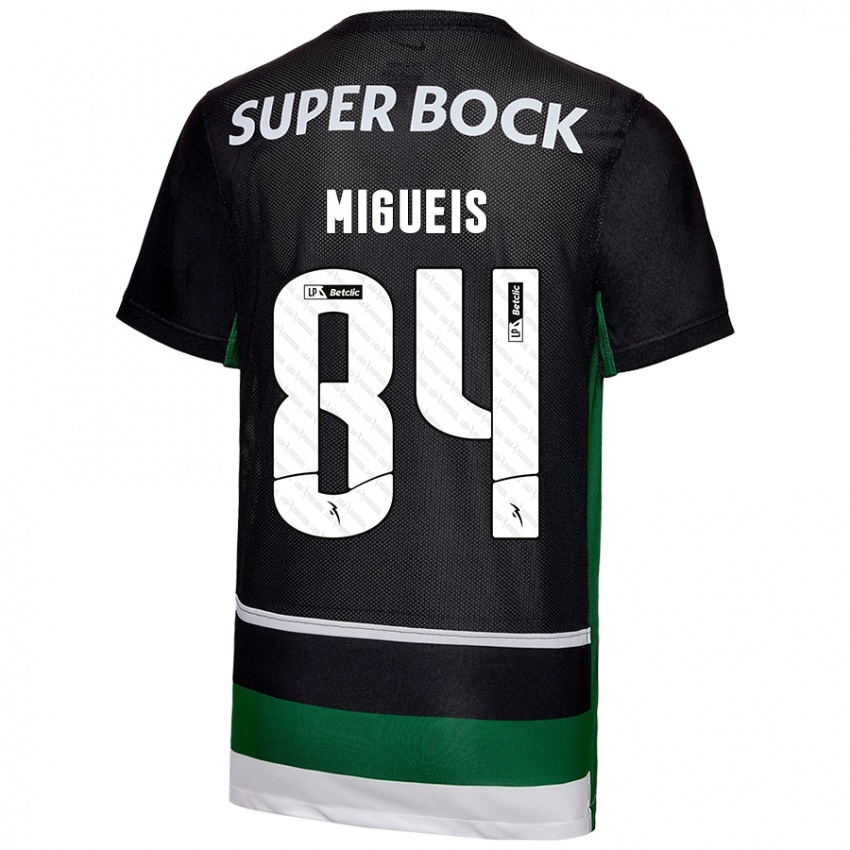 Niño Camiseta Pedro Miguéis #84 Negro Blanco Verde 1ª Equipación 2024/25 La Camisa Chile