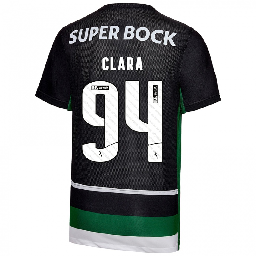 Niño Camiseta Diogo Clara #94 Negro Blanco Verde 1ª Equipación 2024/25 La Camisa Chile