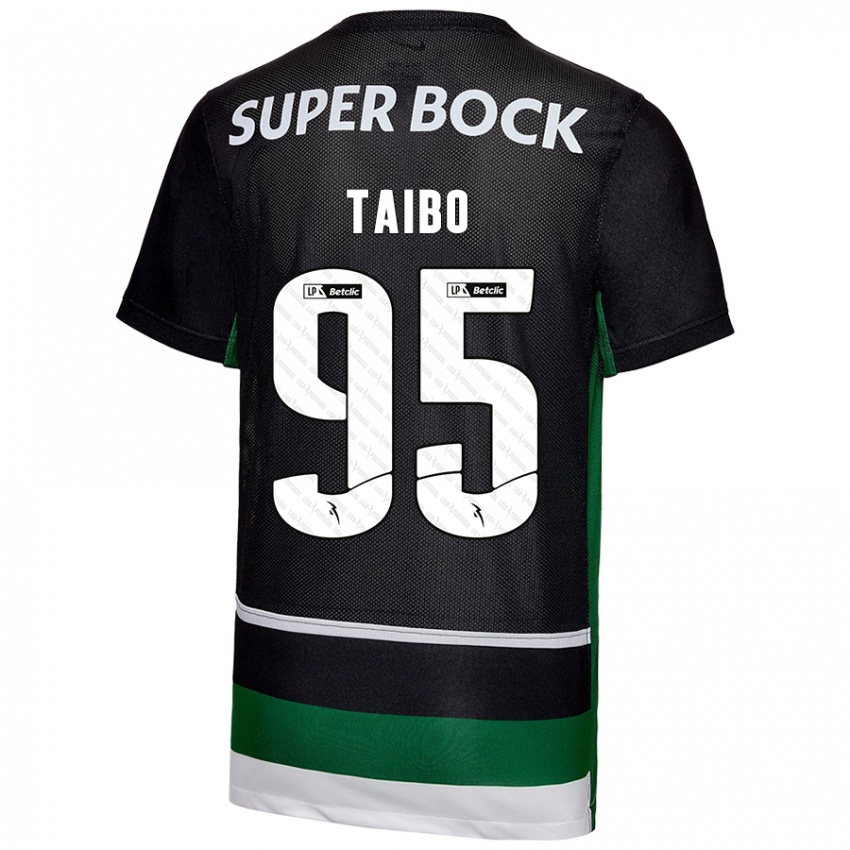 Niño Camiseta Lucas Taibo #95 Negro Blanco Verde 1ª Equipación 2024/25 La Camisa Chile