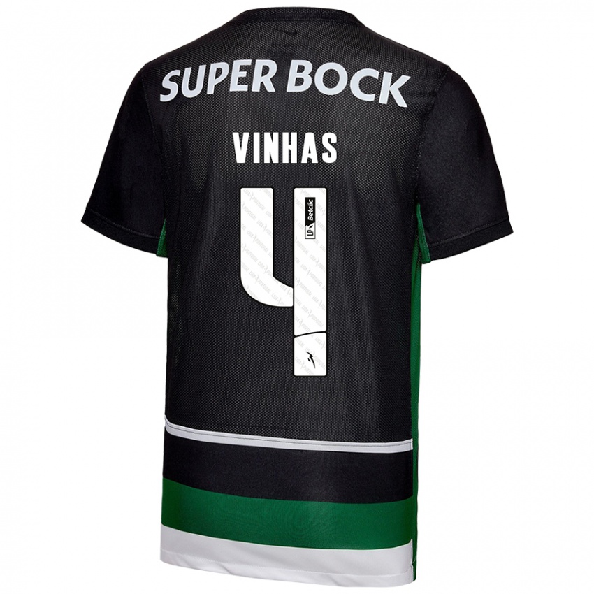 Niño Camiseta Gabriela Vinhas #4 Negro Blanco Verde 1ª Equipación 2024/25 La Camisa Chile