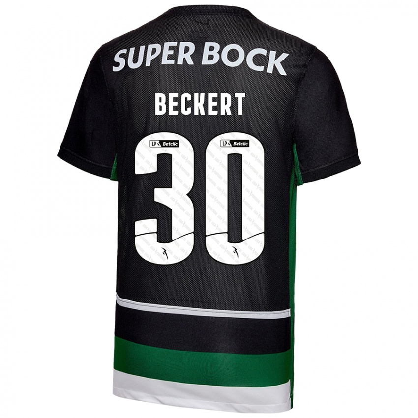 Niño Camiseta Carolina Beckert #30 Negro Blanco Verde 1ª Equipación 2024/25 La Camisa Chile