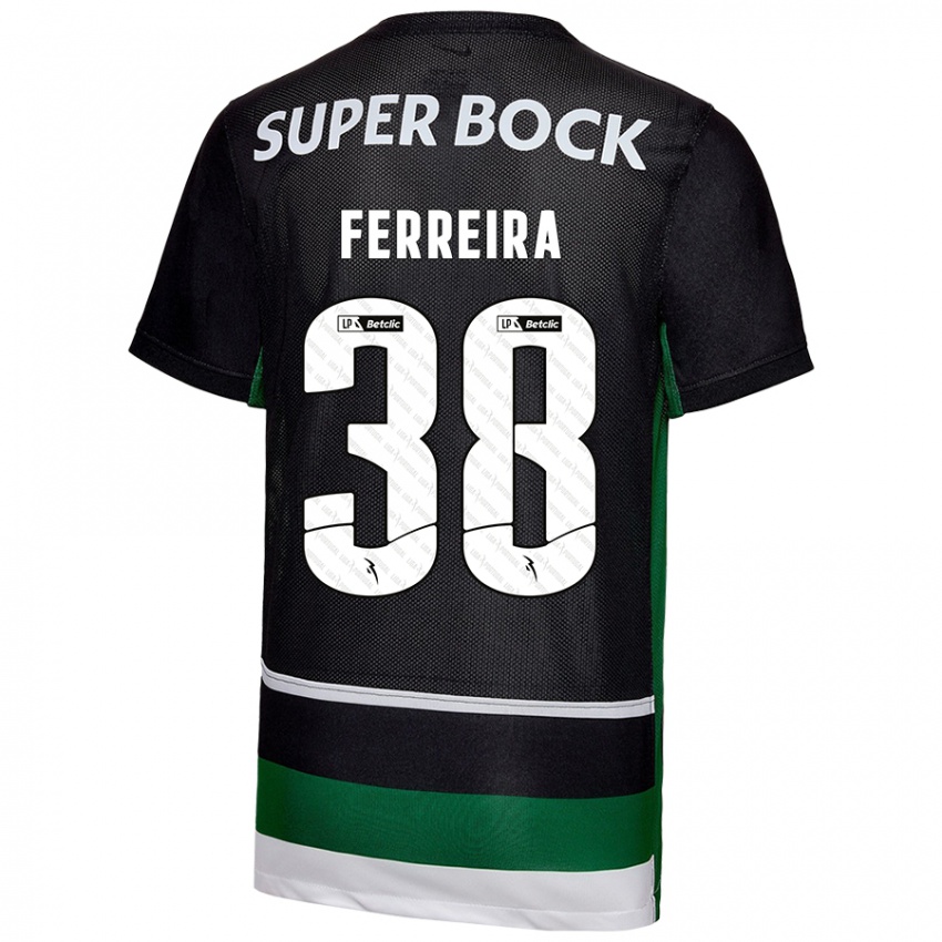 Niño Camiseta Marta Ferreira #38 Negro Blanco Verde 1ª Equipación 2024/25 La Camisa Chile