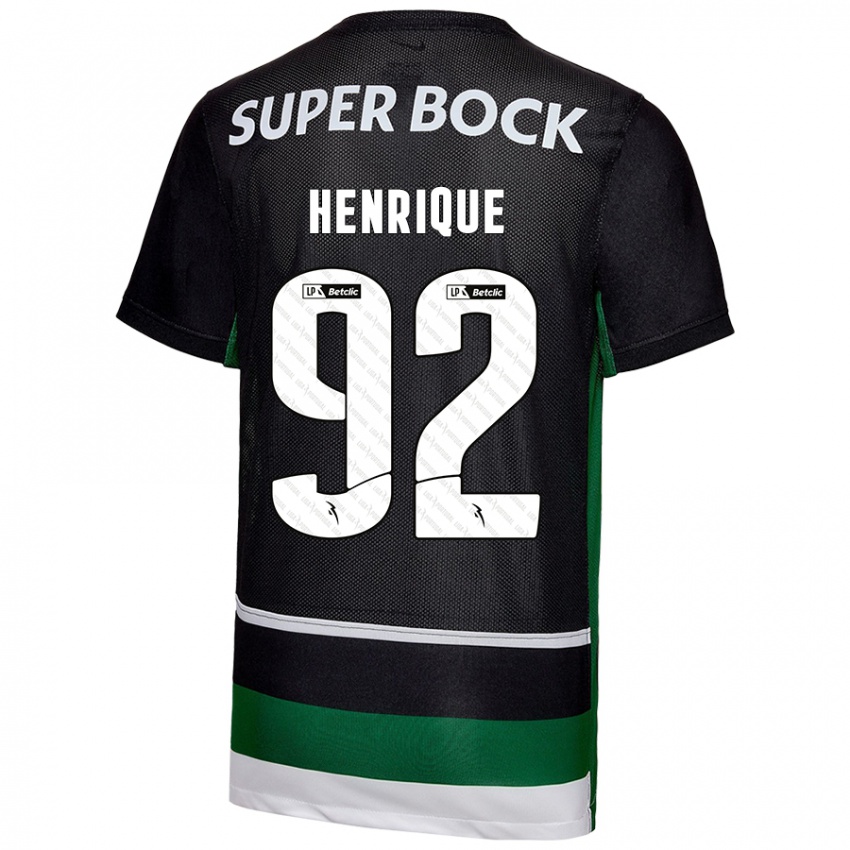 Niño Camiseta Eduardo Henrique #92 Negro Blanco Verde 1ª Equipación 2024/25 La Camisa Chile