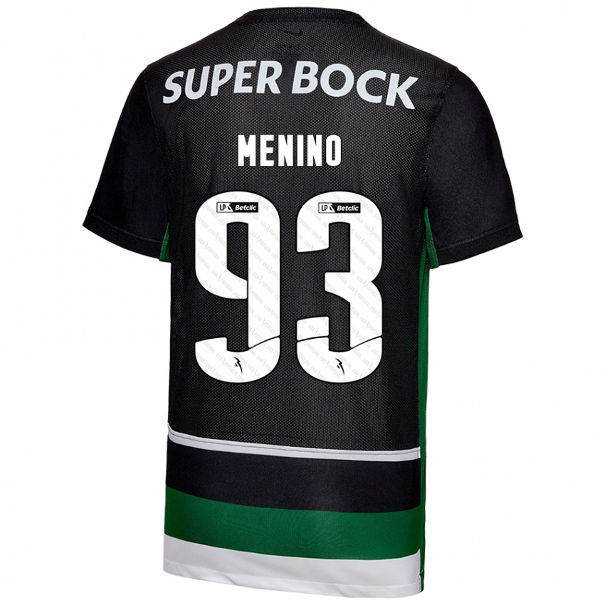 Niño Camiseta Miguel Menino #93 Negro Blanco Verde 1ª Equipación 2024/25 La Camisa Chile