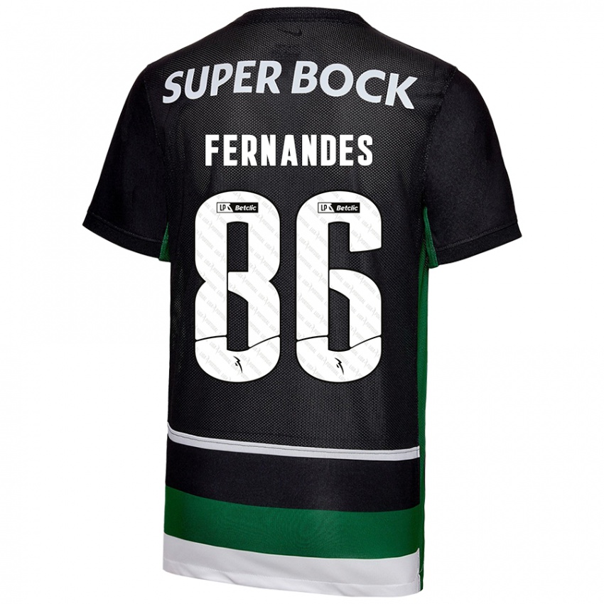 Niño Camiseta Emanuel Fernandes #86 Negro Blanco Verde 1ª Equipación 2024/25 La Camisa Chile