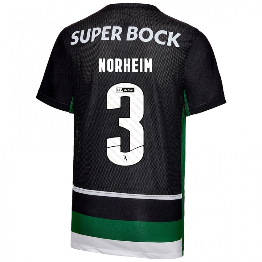 Niño Camiseta Andrea Norheim #3 Negro Blanco Verde 1ª Equipación 2024/25 La Camisa Chile