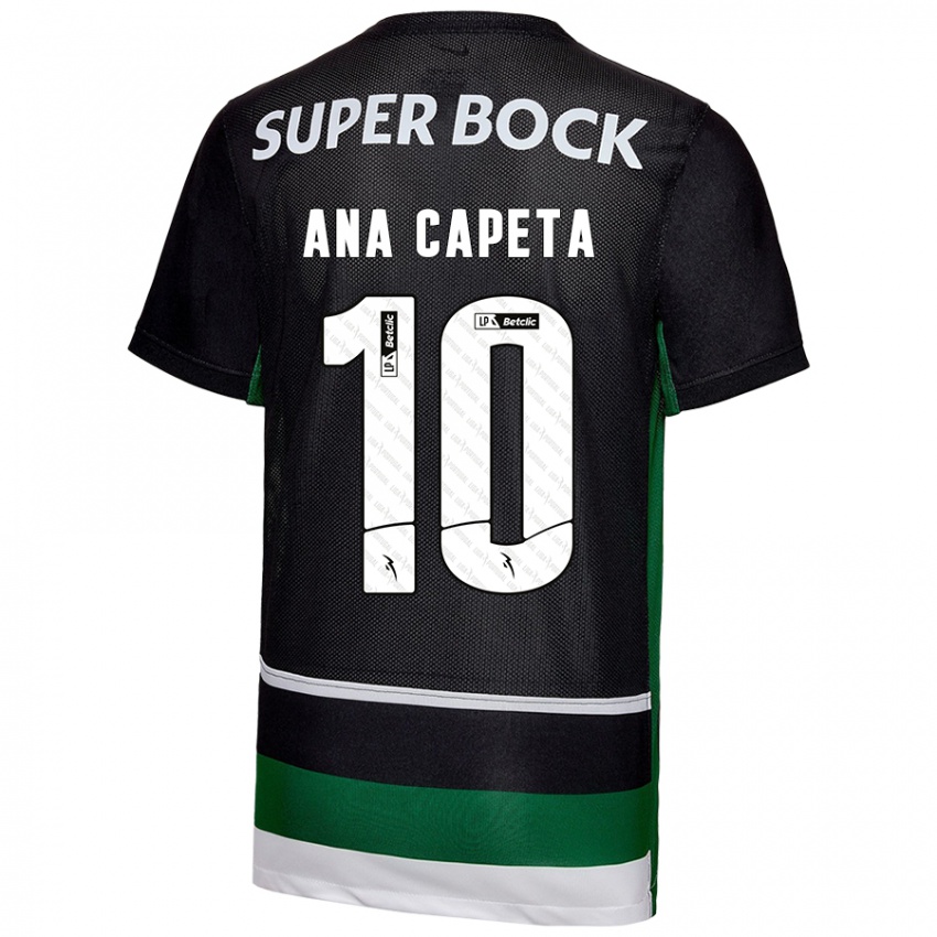 Niño Camiseta Ana Capeta #10 Negro Blanco Verde 1ª Equipación 2024/25 La Camisa Chile