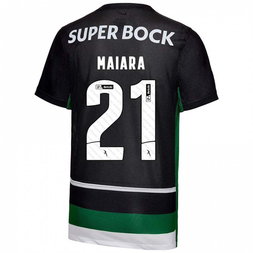 Niño Camiseta Maiara Carolina Niehues #21 Negro Blanco Verde 1ª Equipación 2024/25 La Camisa Chile