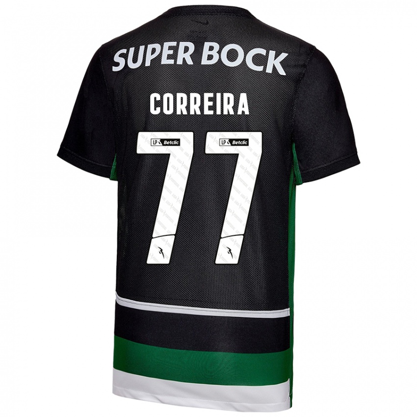 Niño Camiseta Alicia Figueiredo Lima Correia #77 Negro Blanco Verde 1ª Equipación 2024/25 La Camisa Chile