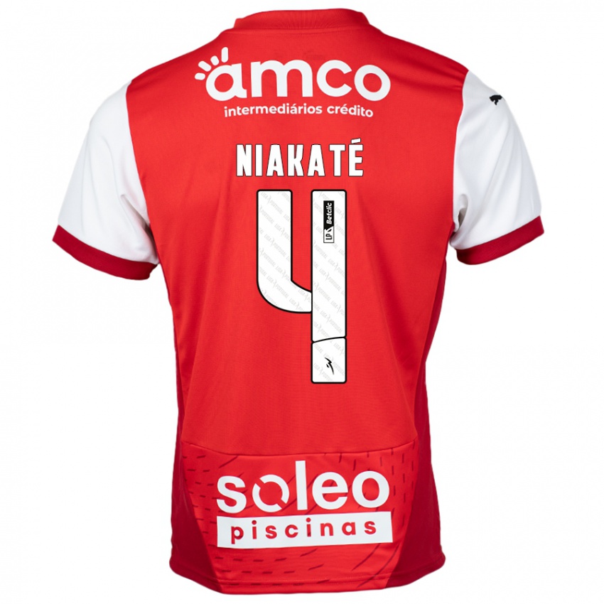 Niño Camiseta Sikou Niakaté #4 Rojo Blanco 1ª Equipación 2024/25 La Camisa Chile