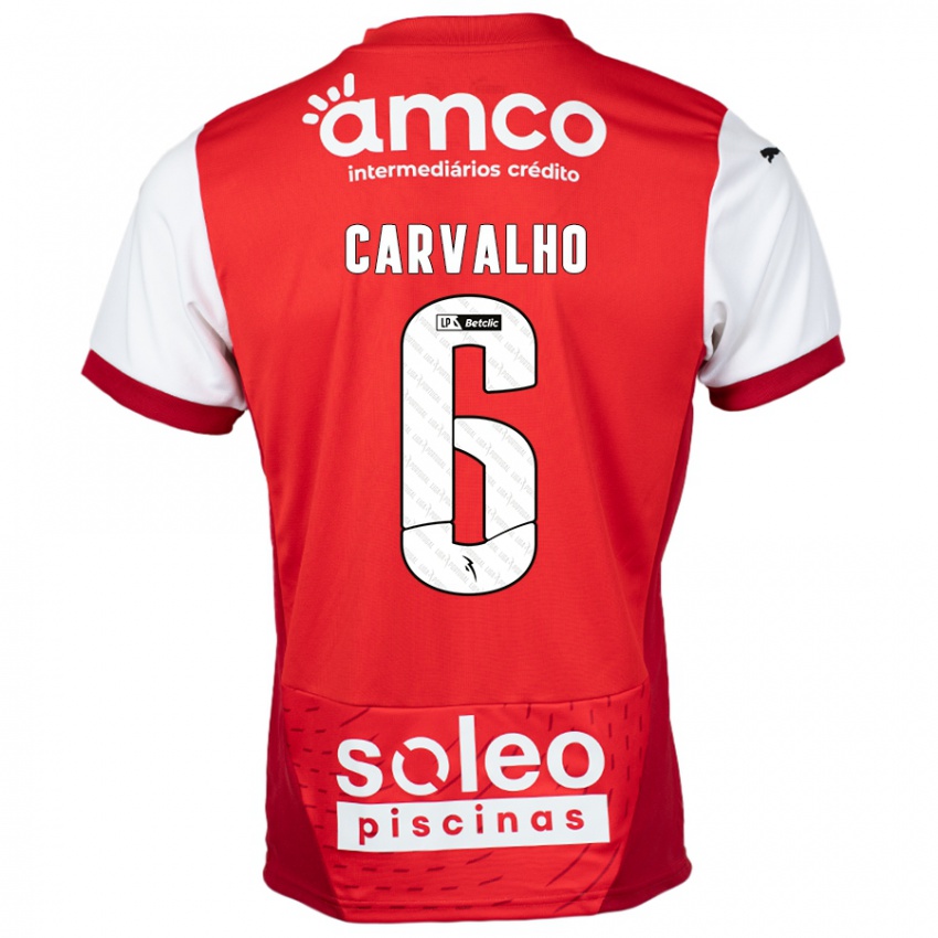 Niño Camiseta Vitor Carvalho #6 Rojo Blanco 1ª Equipación 2024/25 La Camisa Chile