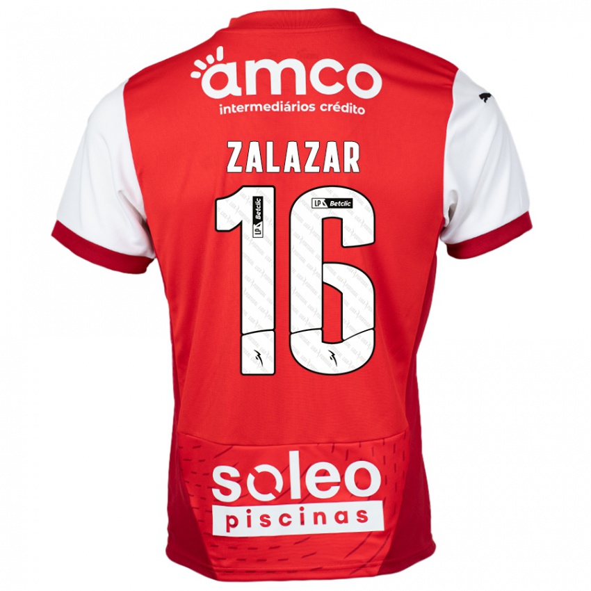 Niño Camiseta Rodrigo Zalazar #16 Rojo Blanco 1ª Equipación 2024/25 La Camisa Chile