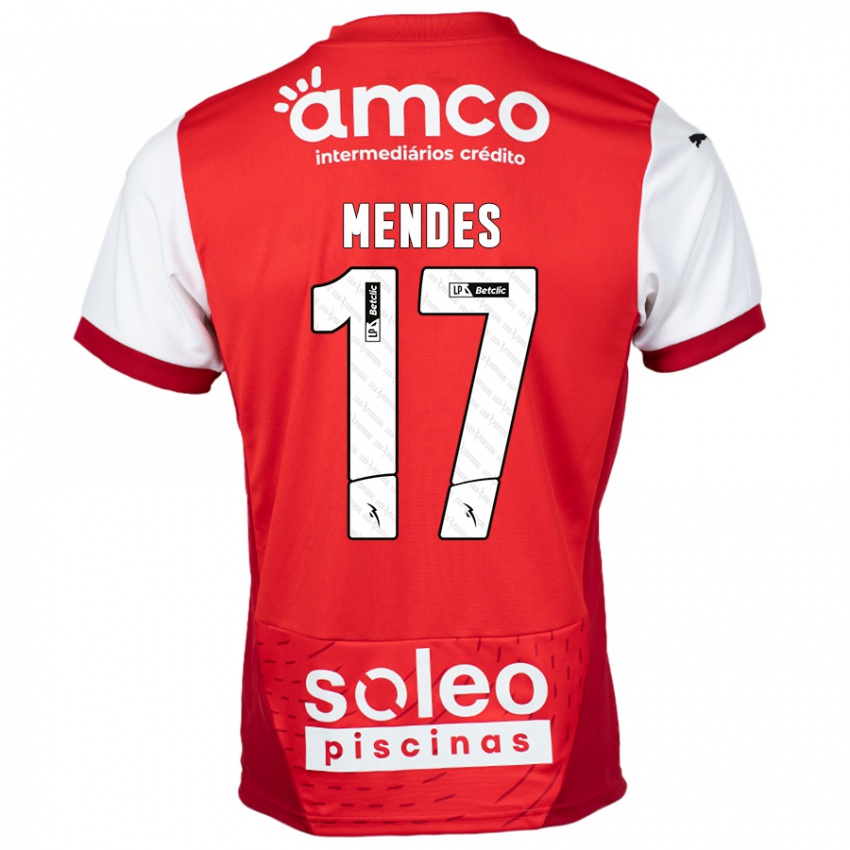 Niño Camiseta Joe Mendes #17 Rojo Blanco 1ª Equipación 2024/25 La Camisa Chile