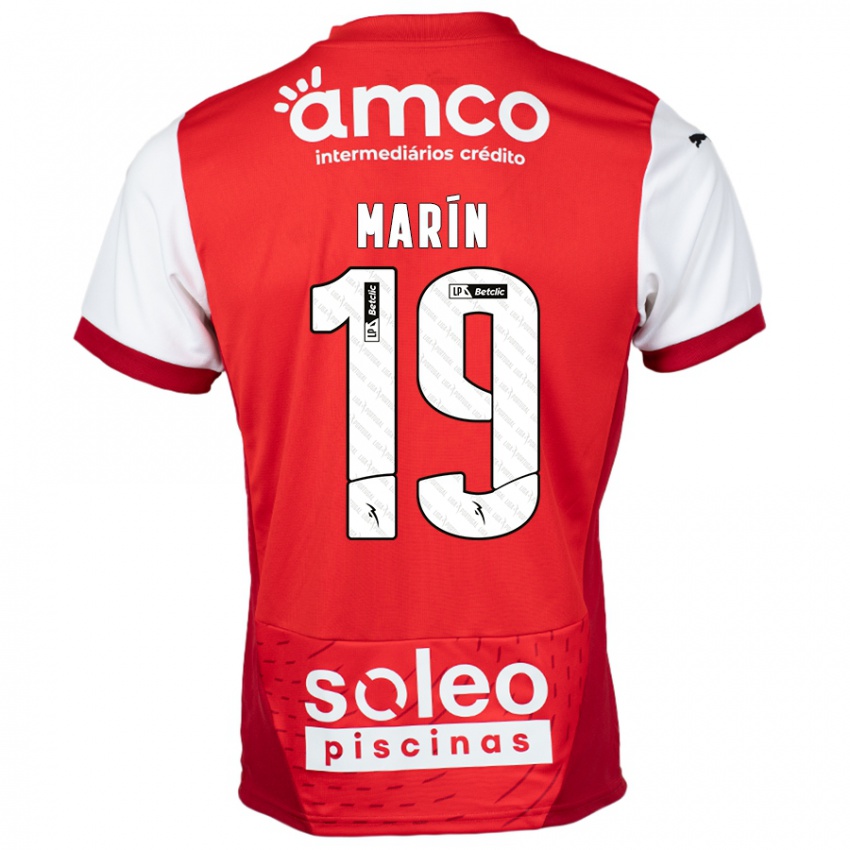 Niño Camiseta Adrián Marín #19 Rojo Blanco 1ª Equipación 2024/25 La Camisa Chile