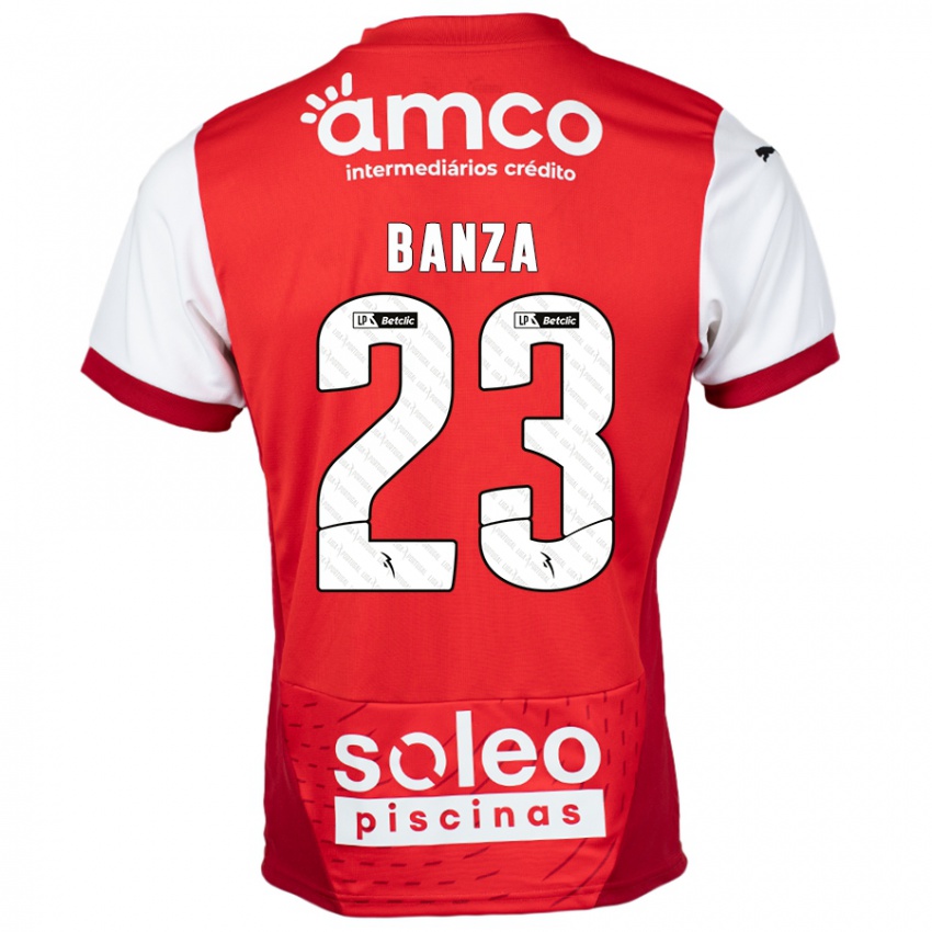 Niño Camiseta Simon Banza #23 Rojo Blanco 1ª Equipación 2024/25 La Camisa Chile