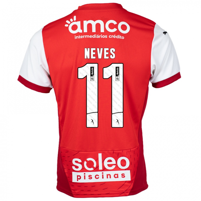 Niño Camiseta Bernardo Neves #11 Rojo Blanco 1ª Equipación 2024/25 La Camisa Chile