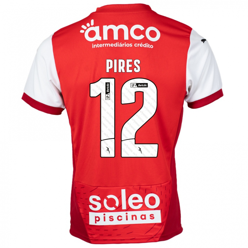 Niño Camiseta Hugo Pires #12 Rojo Blanco 1ª Equipación 2024/25 La Camisa Chile