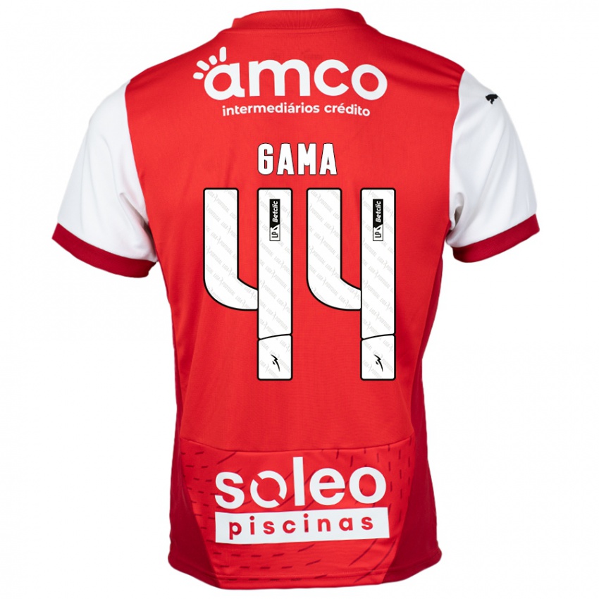 Niño Camiseta Dinis Gama #44 Rojo Blanco 1ª Equipación 2024/25 La Camisa Chile