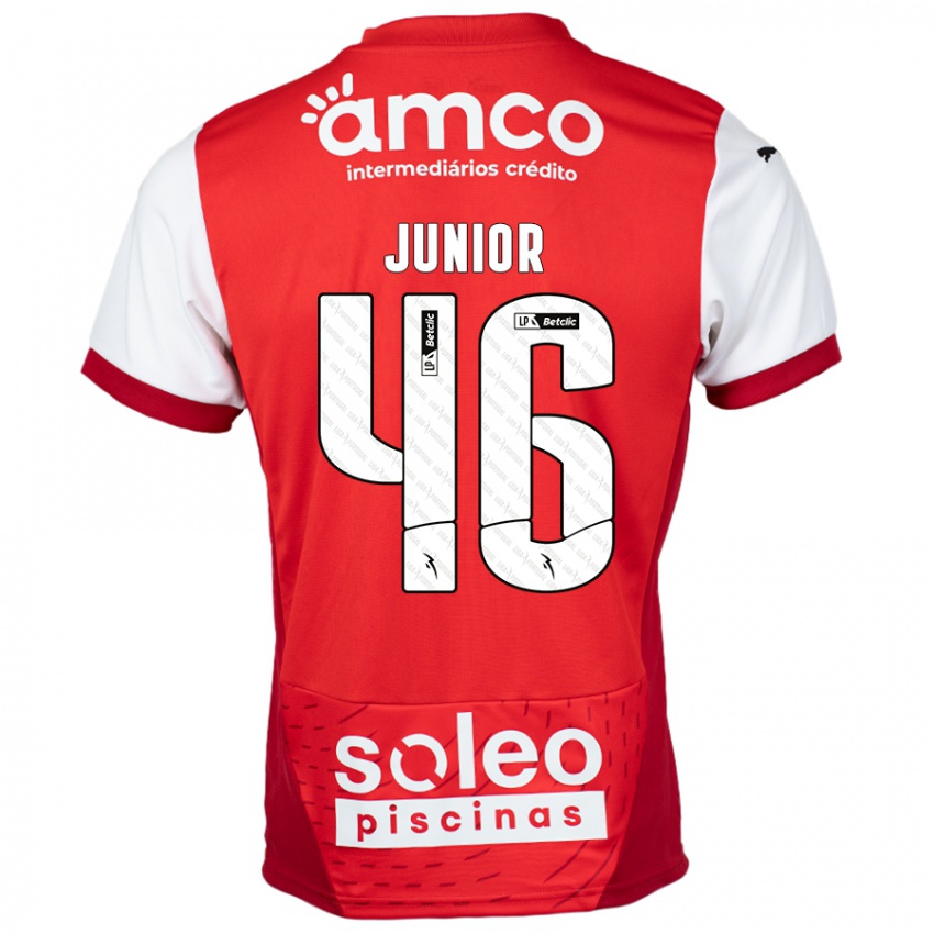 Niño Camiseta Mário Junior #46 Rojo Blanco 1ª Equipación 2024/25 La Camisa Chile