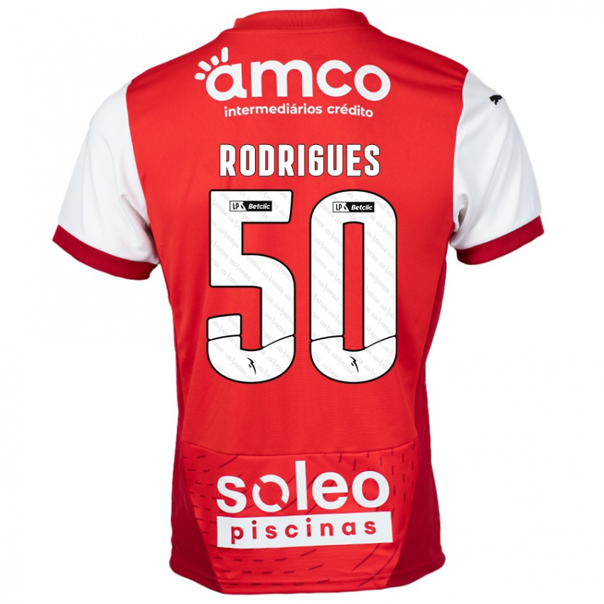 Niño Camiseta Diego Rodrigues #50 Rojo Blanco 1ª Equipación 2024/25 La Camisa Chile