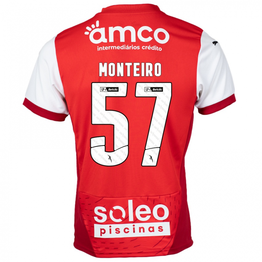 Niño Camiseta Jordan Monteiro #57 Rojo Blanco 1ª Equipación 2024/25 La Camisa Chile