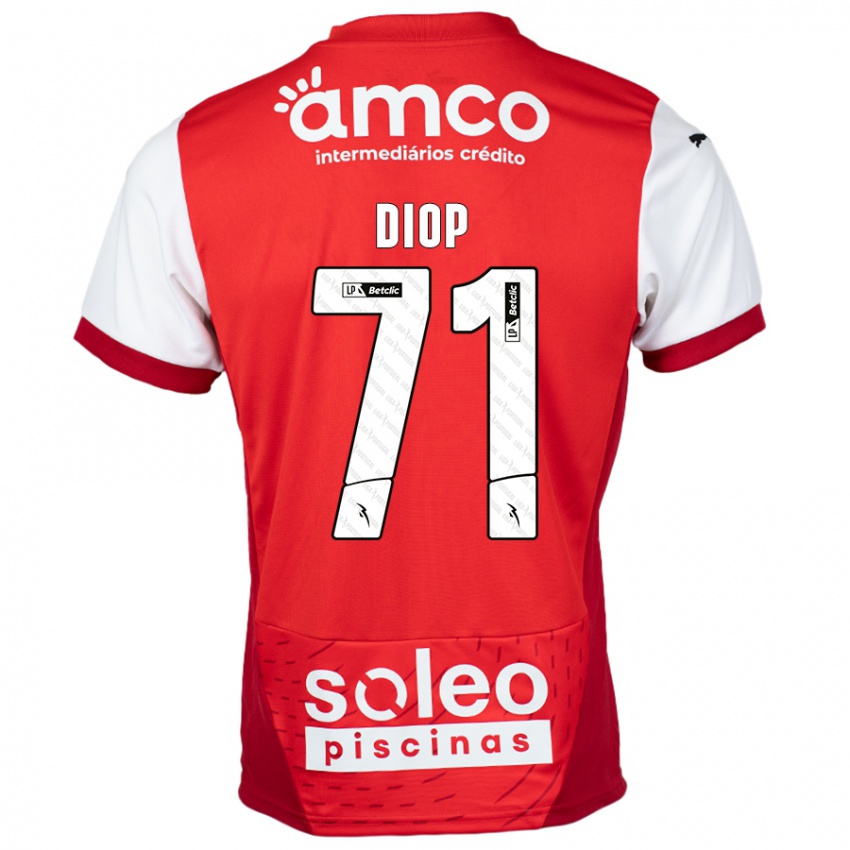 Niño Camiseta Mamadou Diop #71 Rojo Blanco 1ª Equipación 2024/25 La Camisa Chile