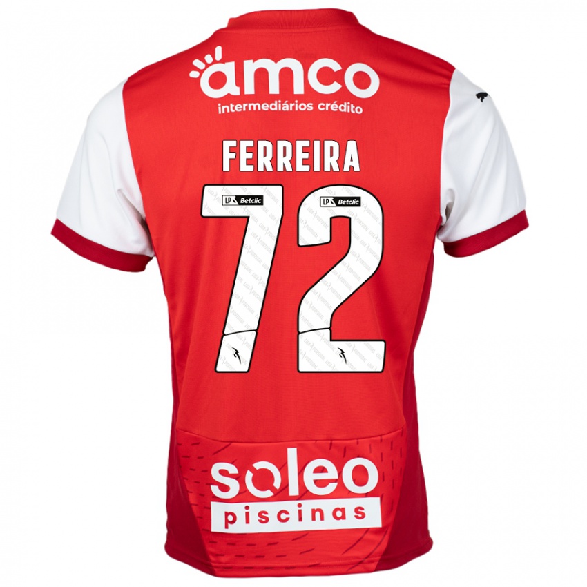 Niño Camiseta André Ferreira #72 Rojo Blanco 1ª Equipación 2024/25 La Camisa Chile