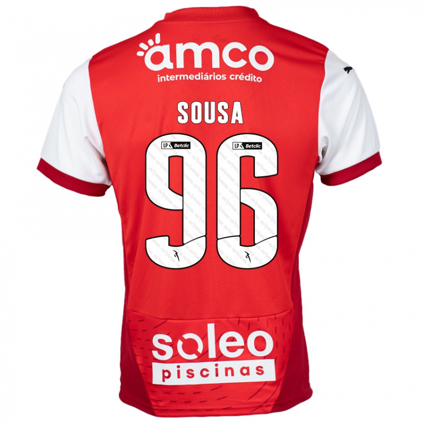 Niño Camiseta Afonso Sousa #96 Rojo Blanco 1ª Equipación 2024/25 La Camisa Chile