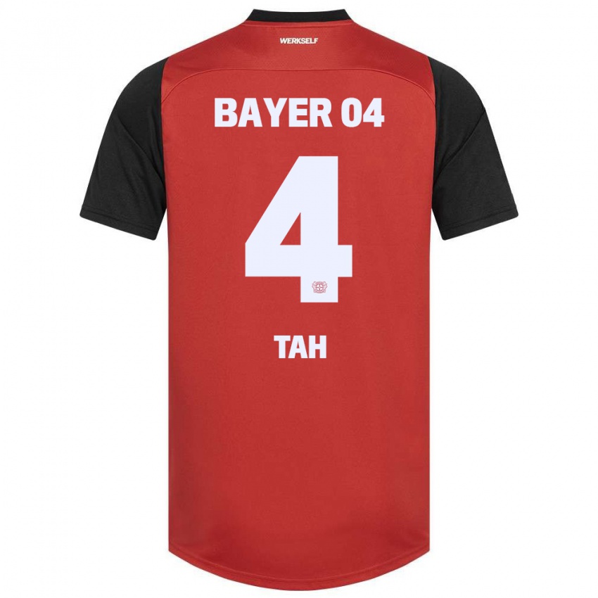 Niño Camiseta Jonathan Tah #4 Rojo Negro 1ª Equipación 2024/25 La Camisa Chile