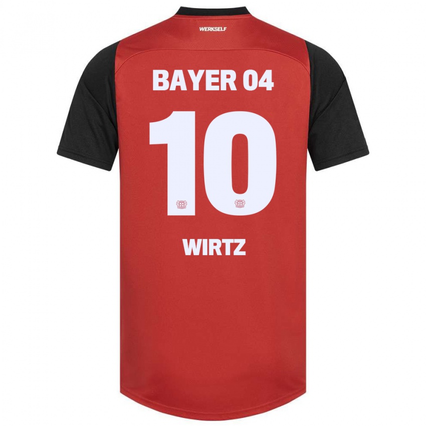 Niño Camiseta Florian Wirtz #10 Rojo Negro 1ª Equipación 2024/25 La Camisa Chile