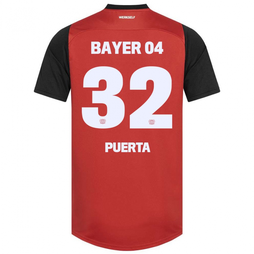 Niño Camiseta Gustavo Puerta #32 Rojo Negro 1ª Equipación 2024/25 La Camisa Chile