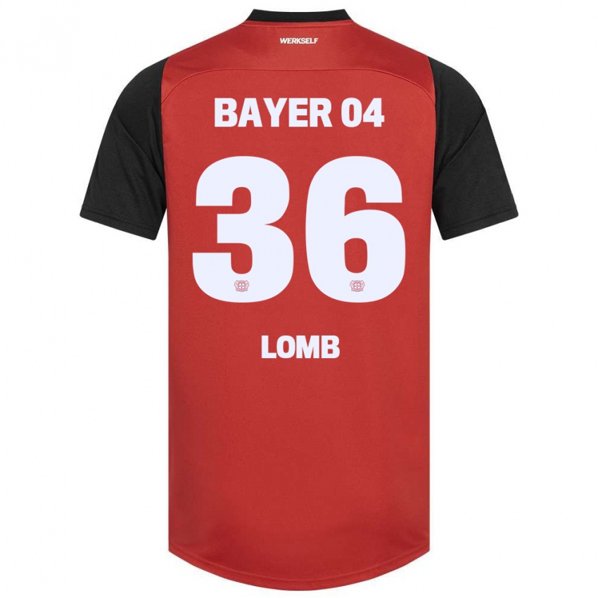 Niño Camiseta Niklas Lomb #36 Rojo Negro 1ª Equipación 2024/25 La Camisa Chile