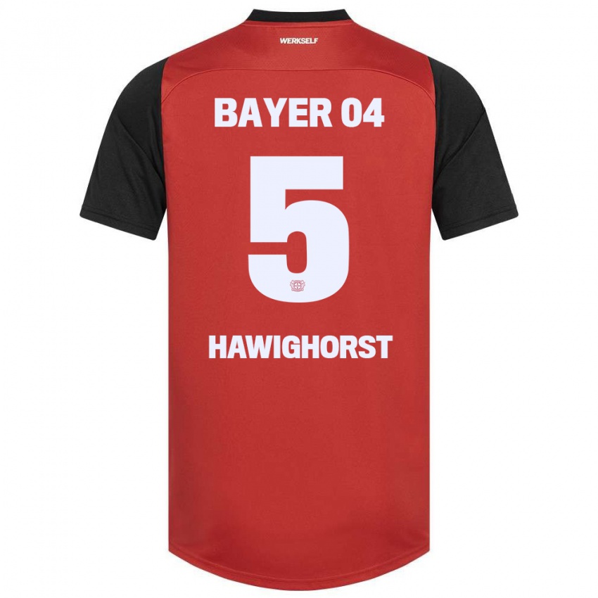 Niño Camiseta Ben Hawighorst #5 Rojo Negro 1ª Equipación 2024/25 La Camisa Chile