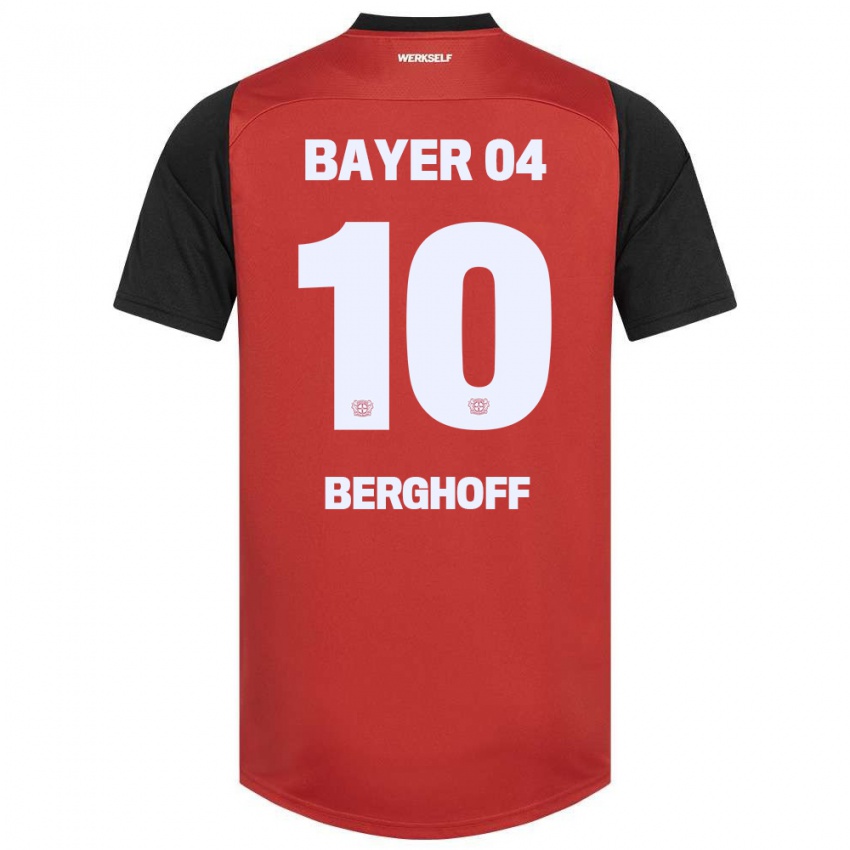 Niño Camiseta Jonah Berghoff #10 Rojo Negro 1ª Equipación 2024/25 La Camisa Chile