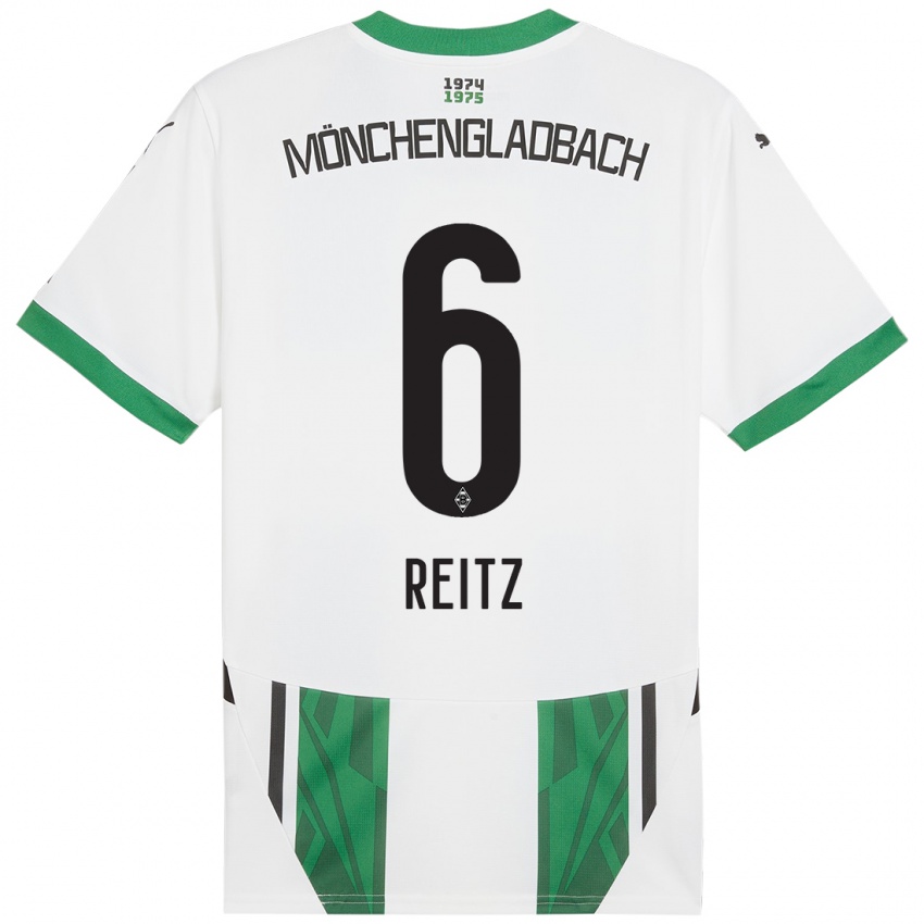 Niño Camiseta Tony Reitz #6 Blanco Verde 1ª Equipación 2024/25 La Camisa Chile