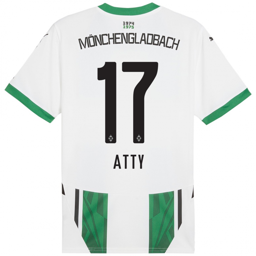 Niño Camiseta Yassir Atty #17 Blanco Verde 1ª Equipación 2024/25 La Camisa Chile