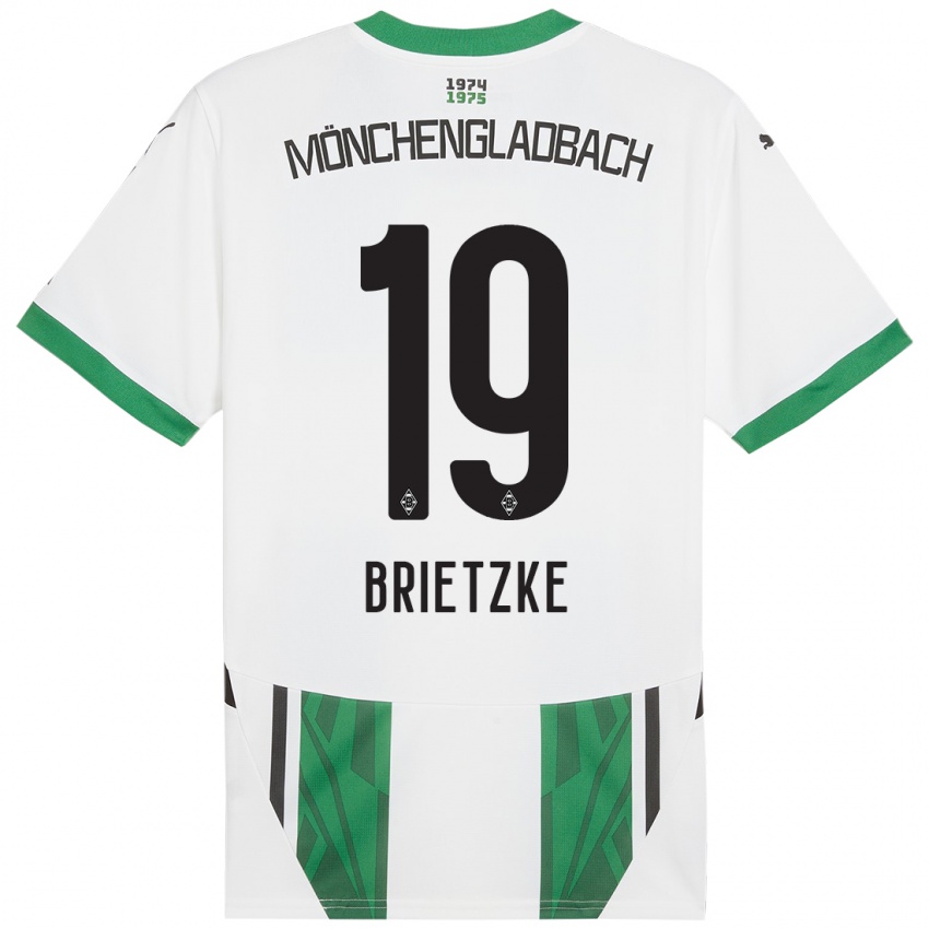 Niño Camiseta Yvonne Brietzke #19 Blanco Verde 1ª Equipación 2024/25 La Camisa Chile