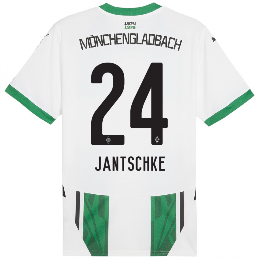 Niño Camiseta Tony Jantschke #24 Blanco Verde 1ª Equipación 2024/25 La Camisa Chile