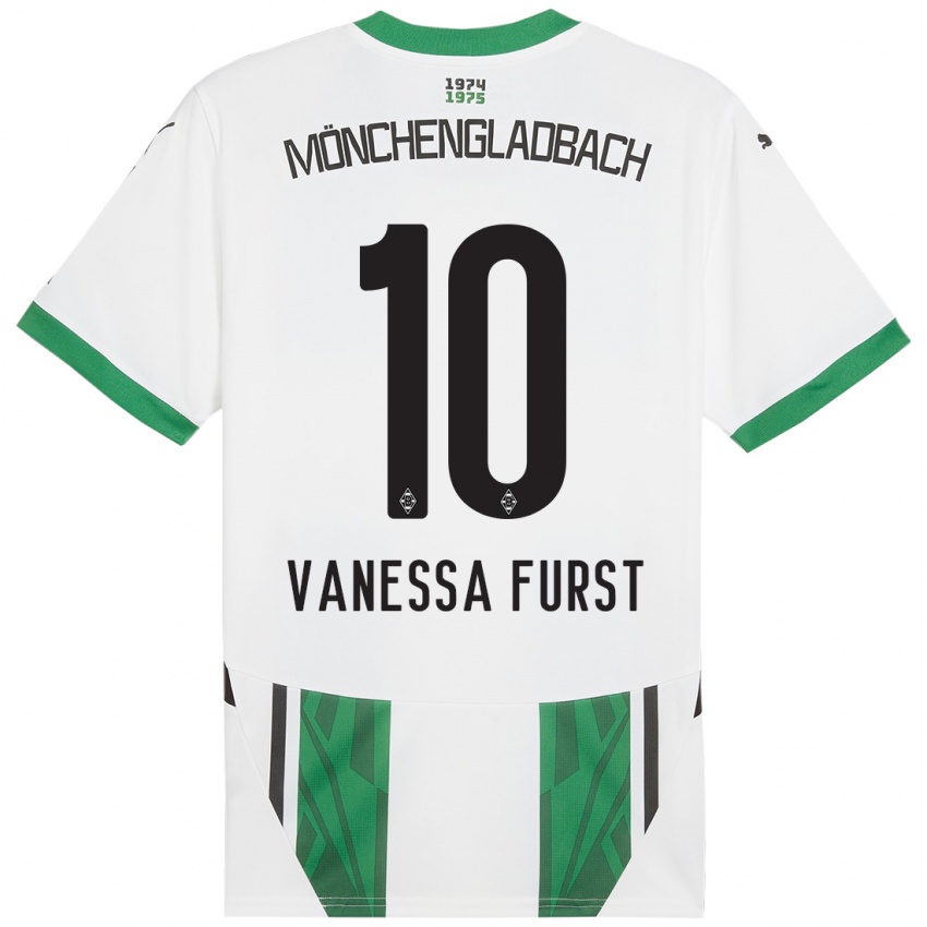 Niño Camiseta Vanessa Fürst #10 Blanco Verde 1ª Equipación 2024/25 La Camisa Chile