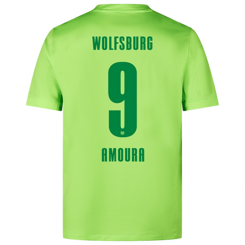 Niño Camiseta Mohamed Amoura #9 Verde Fluorescente 1ª Equipación 2024/25 La Camisa Chile