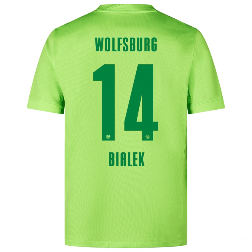 Niño Camiseta Bartosz Bialek #14 Verde Fluorescente 1ª Equipación 2024/25 La Camisa Chile