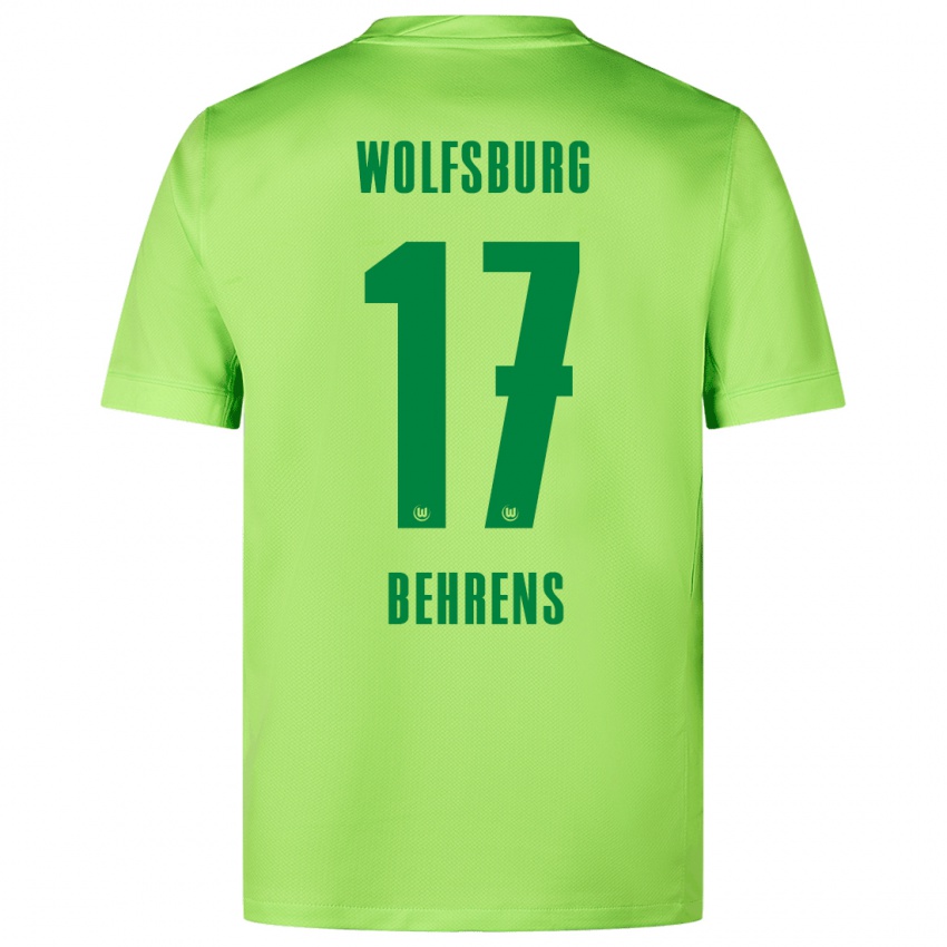 Niño Camiseta Kevin Behrens #17 Verde Fluorescente 1ª Equipación 2024/25 La Camisa Chile