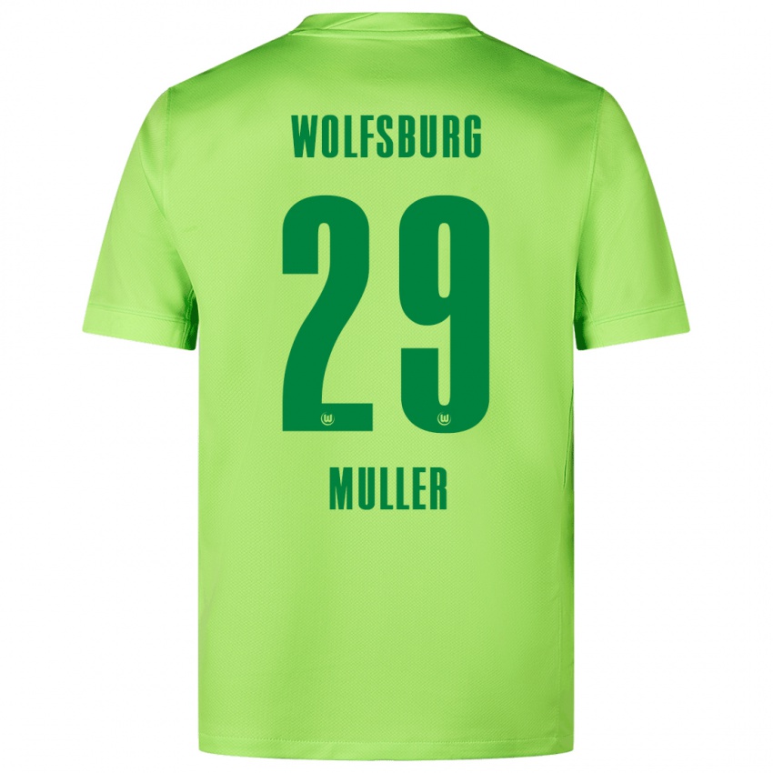 Niño Camiseta Marius Müller #29 Verde Fluorescente 1ª Equipación 2024/25 La Camisa Chile