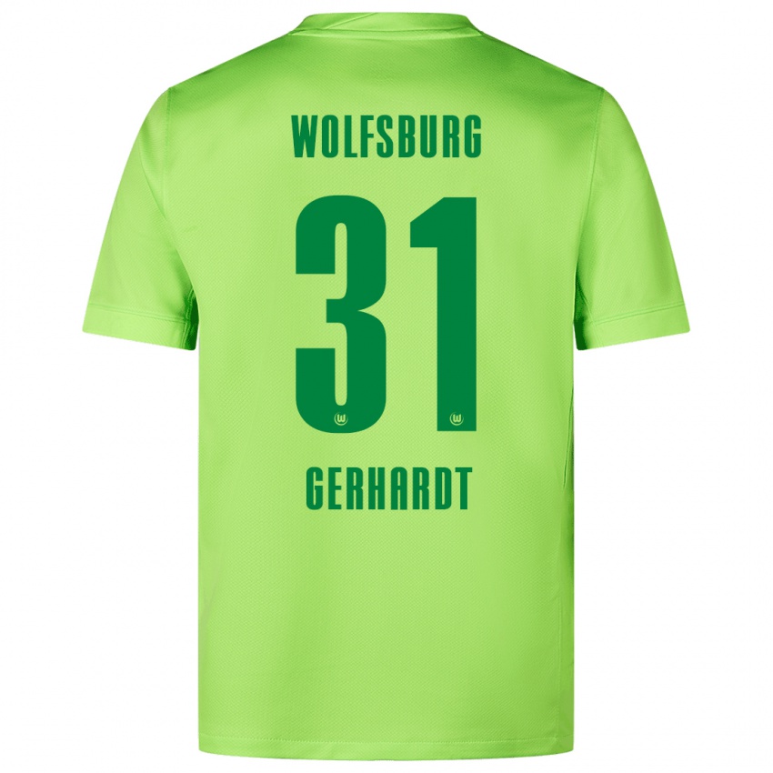 Niño Camiseta Yannick Gerhardt #31 Verde Fluorescente 1ª Equipación 2024/25 La Camisa Chile