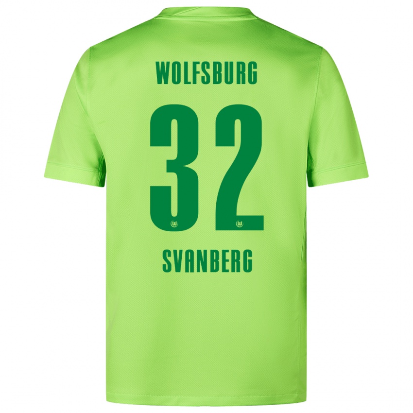 Niño Camiseta Mattias Svanberg #32 Verde Fluorescente 1ª Equipación 2024/25 La Camisa Chile